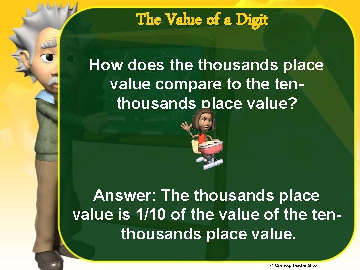 The Value of a Digit How does the thousands place value compare to the