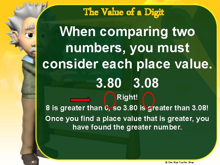 The Value of a Digit When comparing two numbers, you must consider each place