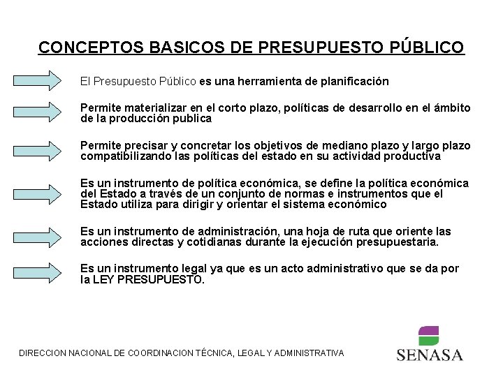 CONCEPTOS BASICOS DE PRESUPUESTO PÚBLICO El Presupuesto Público es una herramienta de planificación Permite