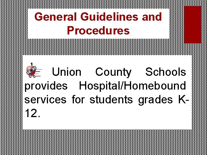 General Guidelines and Procedures Union County Schools provides Hospital/Homebound services for students grades K