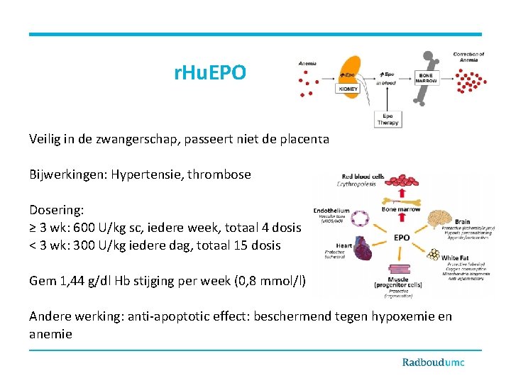 r. Hu. EPO Veilig in de zwangerschap, passeert niet de placenta Bijwerkingen: Hypertensie, thrombose