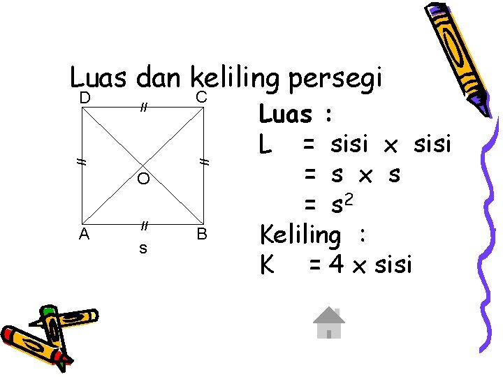 Luas dan keliling persegi // C // // D O A // s B