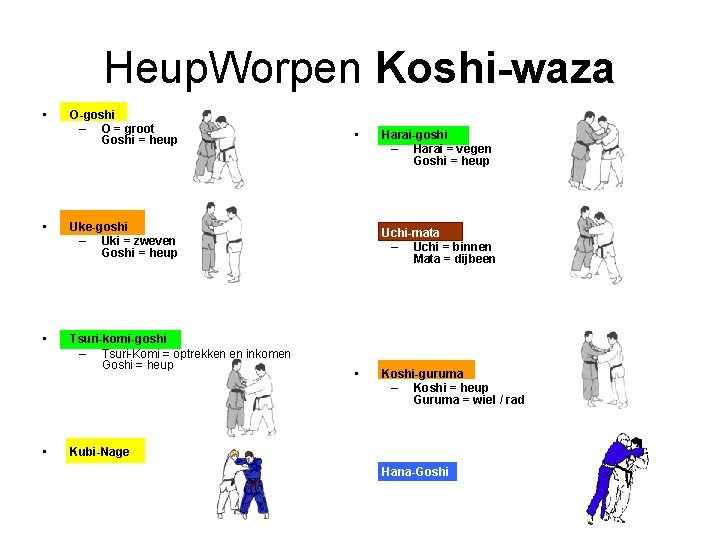  Heup. Worpen Koshi-waza • O-goshi – O = groot Goshi = heup •