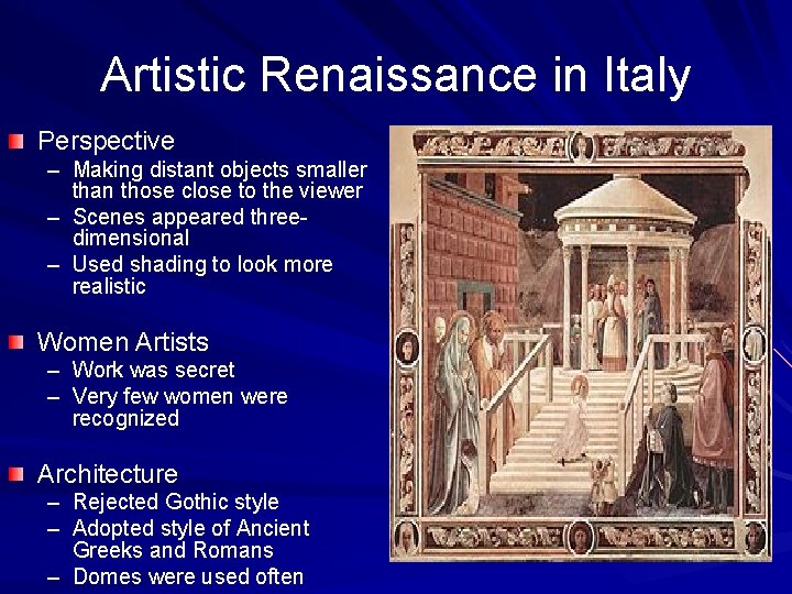 Artistic Renaissance in Italy Perspective – Making distant objects smaller than those close to