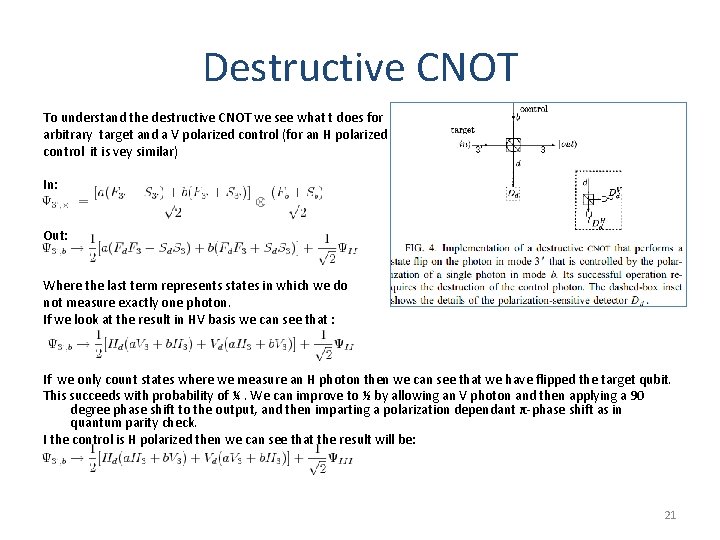 Destructive CNOT To understand the destructive CNOT we see what t does for arbitrary