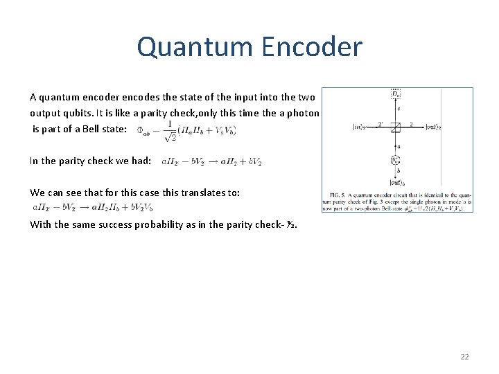 Quantum Encoder A quantum encoder encodes the state of the input into the two