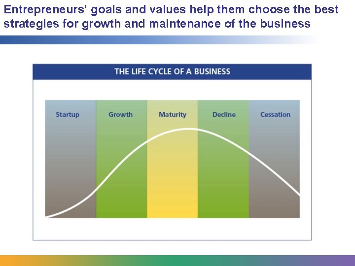 Entrepreneurs’ goals and values help them choose the best strategies for growth and maintenance