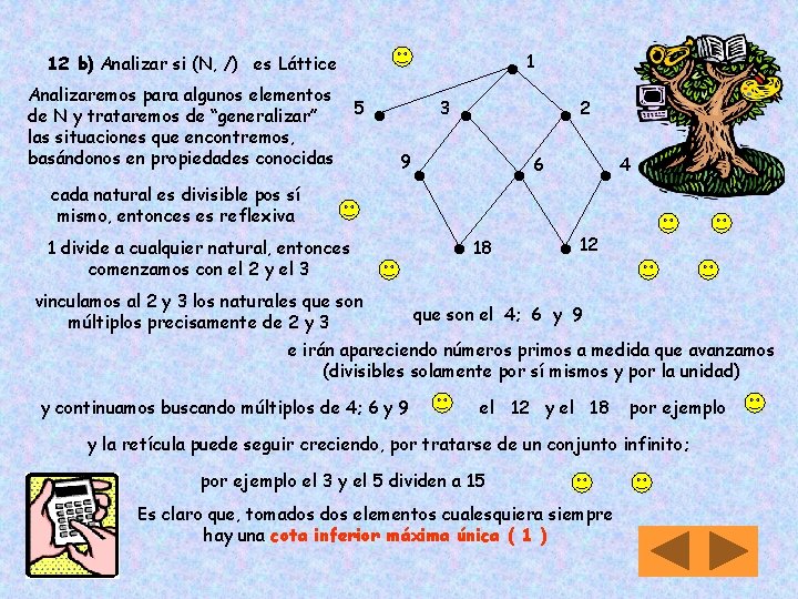  1 12 b) Analizar si (N, /) es Láttice Analizaremos para algunos elementos