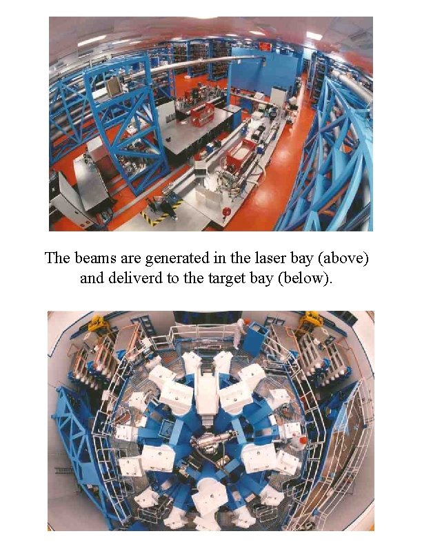The beams are generated in the laser bay (above) and deliverd to the target