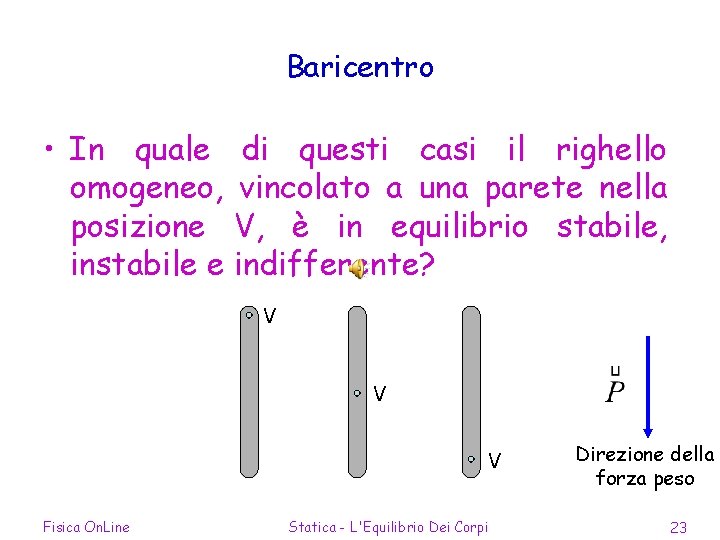 Baricentro • In quale di questi casi il righello omogeneo, vincolato a una parete