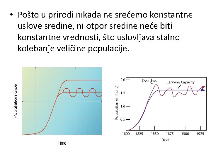  • Pošto u prirodi nikada ne srećemo konstantne uslove sredine, ni otpor sredine