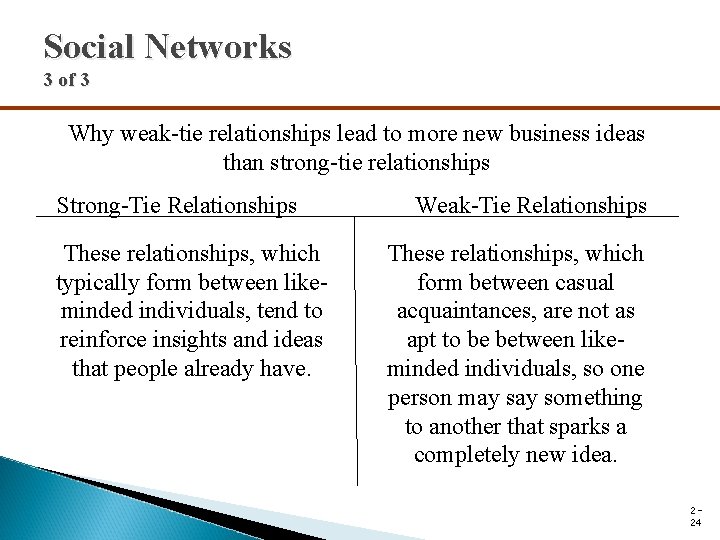 Social Networks 3 of 3 Why weak-tie relationships lead to more new business ideas