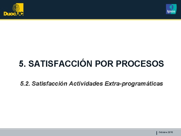 5. SATISFACCIÓN POR PROCESOS 5. 2. Satisfacción Actividades Extra-programáticas Octubre 2010 