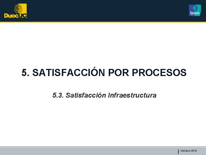 5. SATISFACCIÓN POR PROCESOS 5. 3. Satisfacción Infraestructura Octubre 2010 