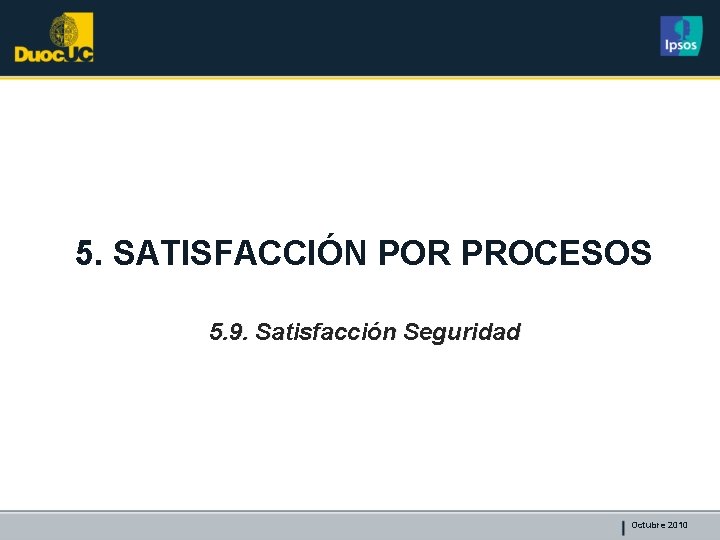 5. SATISFACCIÓN POR PROCESOS 5. 9. Satisfacción Seguridad Octubre 2010 