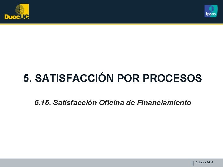 5. SATISFACCIÓN POR PROCESOS 5. 15. Satisfacción Oficina de Financiamiento Octubre 2010 