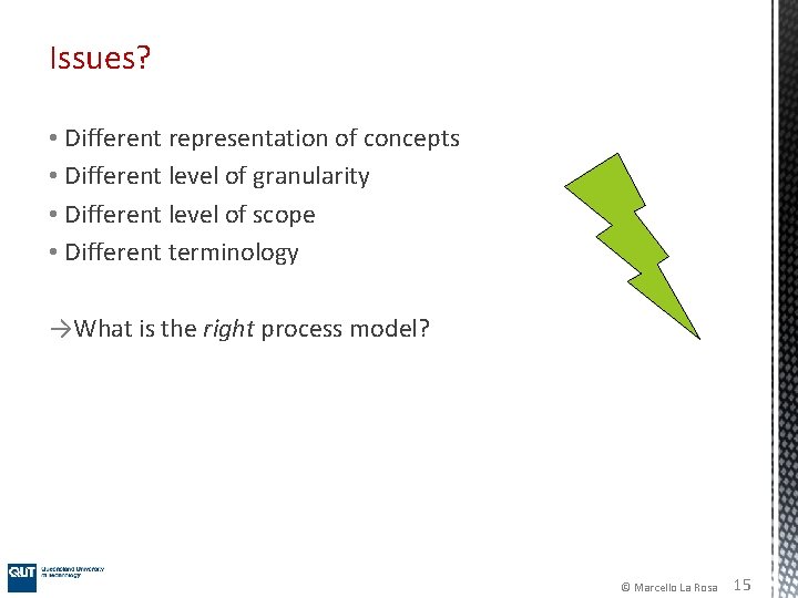 Issues? • Different representation of concepts • Different level of granularity • Different level