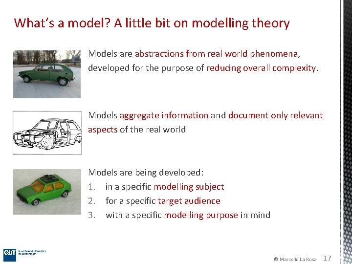 What’s a model? A little bit on modelling theory Models are abstractions from real