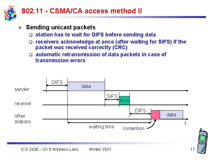 802. 11 - CSMA/CA access method II Ø Sending unicast packets station has to
