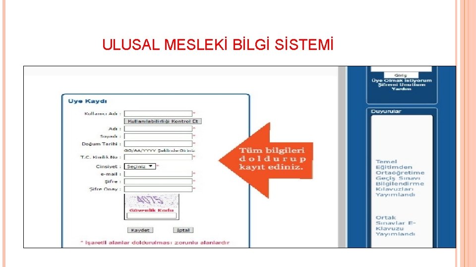 ULUSAL MESLEKİ BİLGİ SİSTEMİ ULUSAL MESLEKİ BİLGİ SİSTEMİ