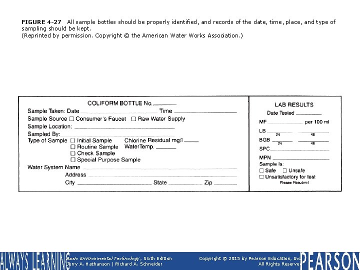 FIGURE 4 -27 All sample bottles should be properly identified, and records of the