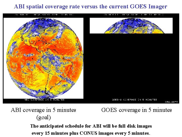 ABI spatial coverage rate versus the current GOES Imager ABI coverage in 5 minutes