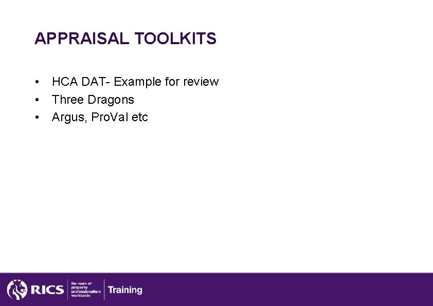 APPRAISAL TOOLKITS • • • HCA DAT- Example for review Three Dragons Argus, Pro.