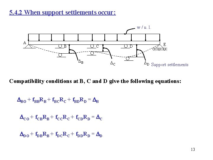 5. 4. 2 When support settlements occur: w / u. l. A B C