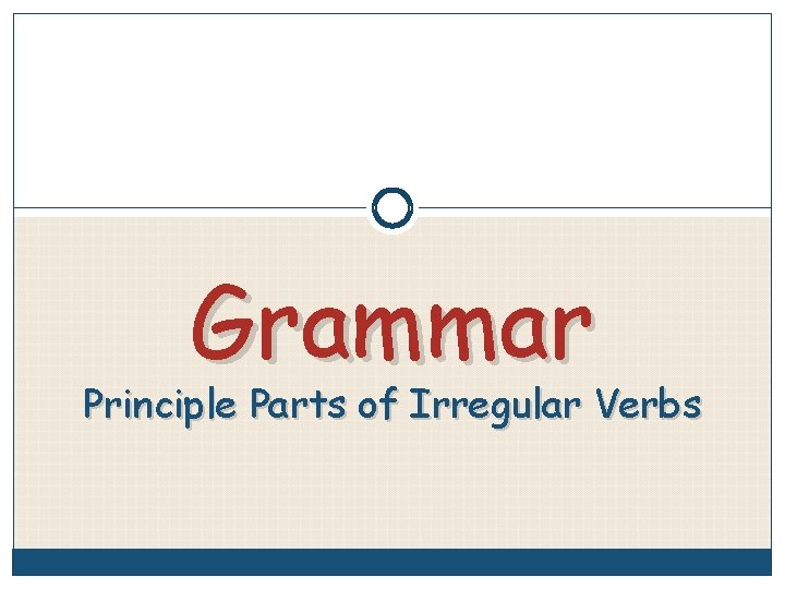 Grammar Principle Parts of Irregular Verbs 
