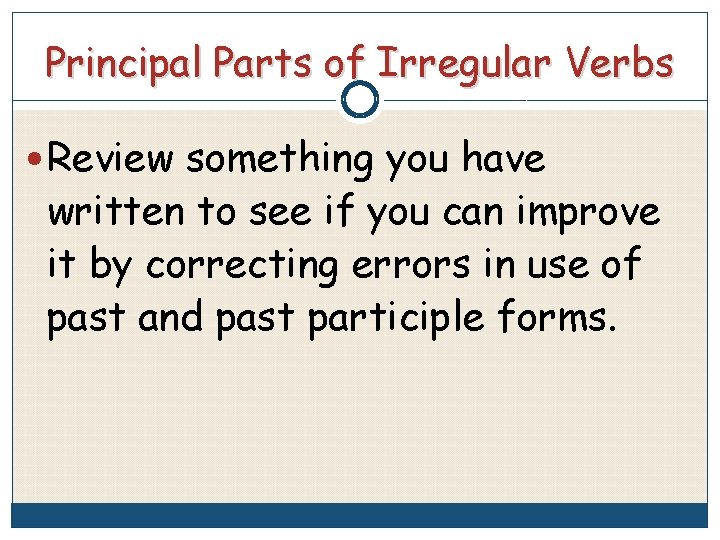 Principal Parts of Irregular Verbs Review something you have written to see if you