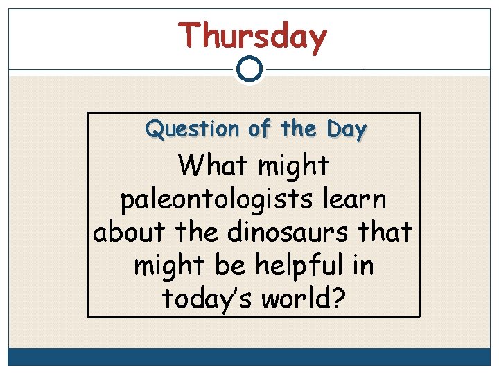 Thursday Question of the Day What might paleontologists learn about the dinosaurs that might