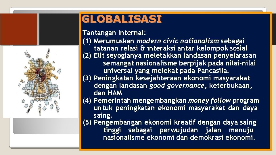 GLOBALISASI “ Tantangan Internal: (1) Merumuskan modern civic nationalism sebagai tatanan relasi & interaksi