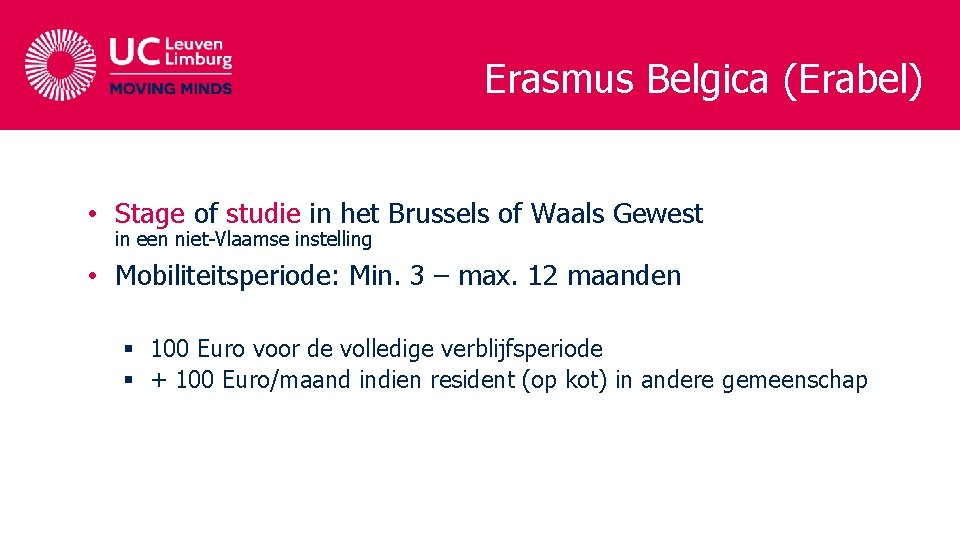 Erasmus Belgica (Erabel) • Stage of studie in het Brussels of Waals Gewest in