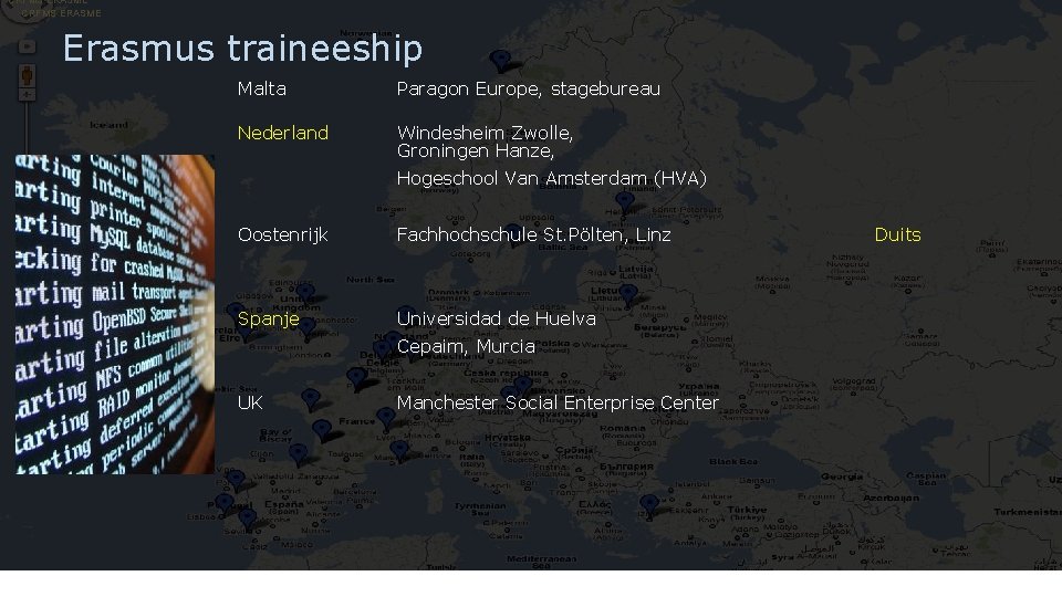 CRFMS ERASME Erasmus traineeship Malta Paragon Europe, stagebureau Nederland Windesheim Zwolle, Groningen Hanze, Hogeschool