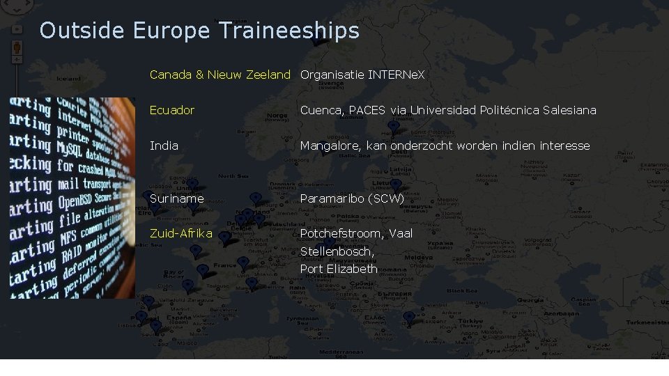 Outside Europe Traineeships Canada & Nieuw Zeeland Organisatie INTERNe. X Ecuador Cuenca, PACES via