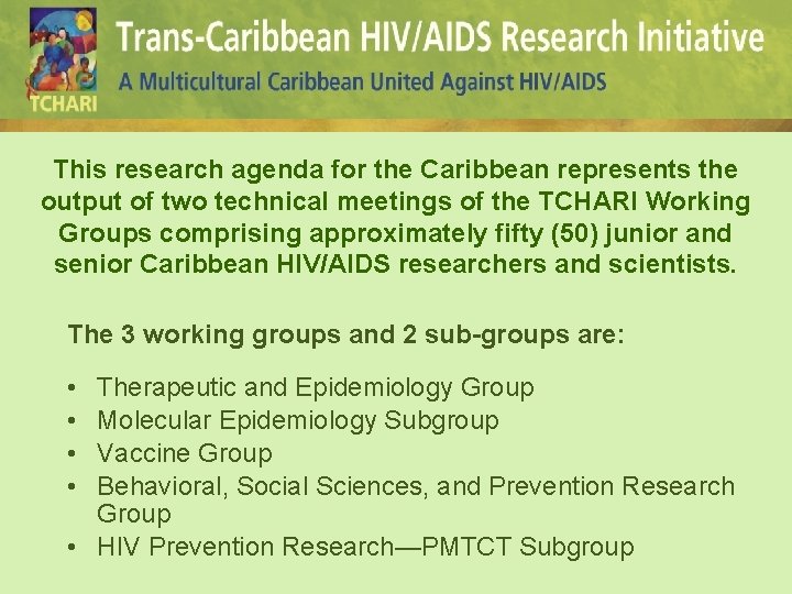 This research agenda for the Caribbean represents the output of two technical meetings of