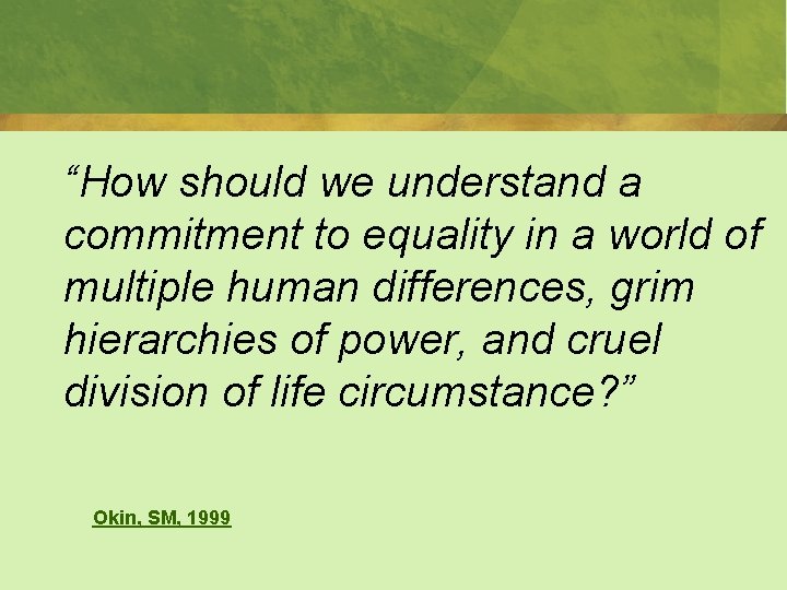 “How should we understand a commitment to equality in a world of multiple human