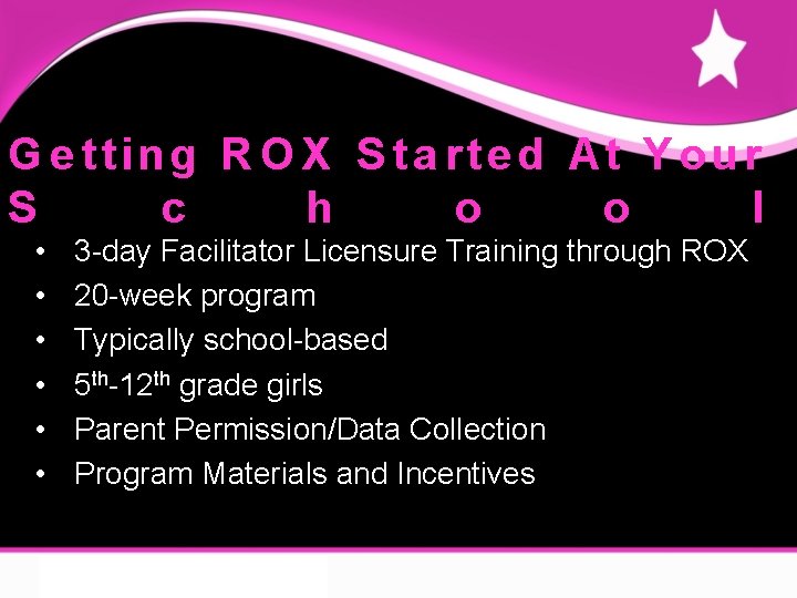 G e tting R O X S ta rte d At Y our S