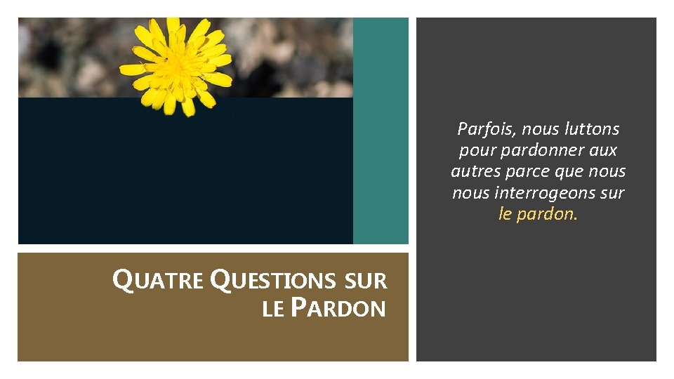 Parfois, nous luttons pour pardonner aux autres parce que nous interrogeons sur le pardon.