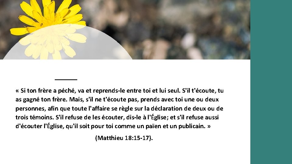  « Si ton frère a péché, va et reprends-le entre toi et lui