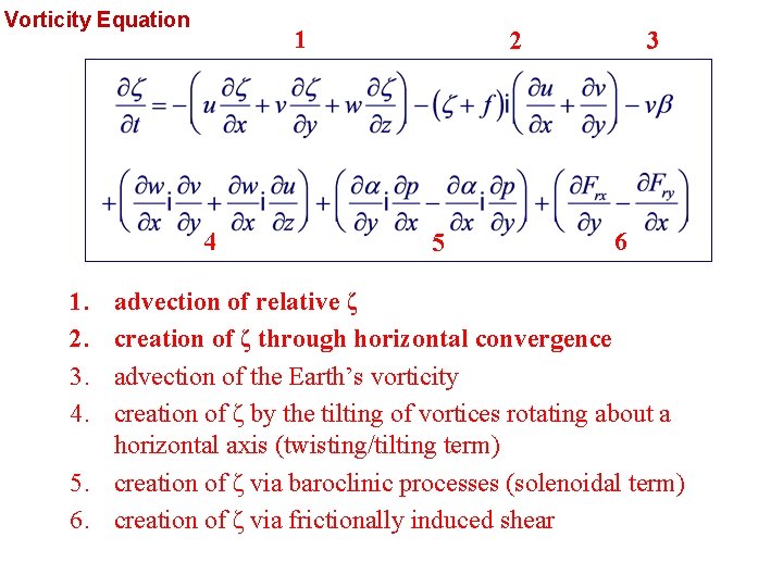 Vorticity Equation 1 4 1. 2. 3. 4. 2 5 3 6 advection of