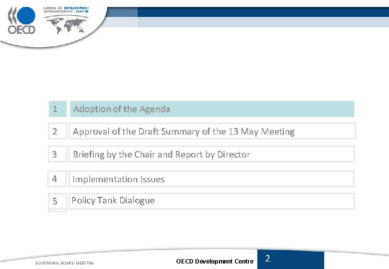 2 Approval of the Draft Summary of the 13 May Meeting 3 Briefing by