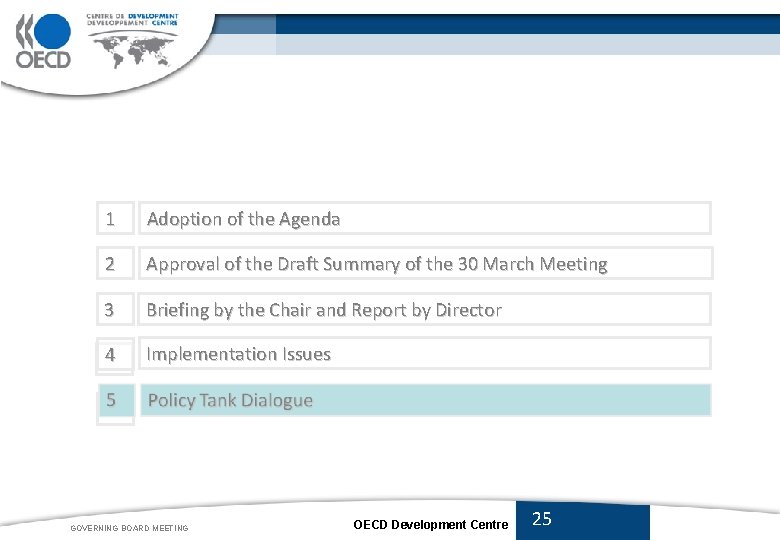 1 Adoption of the Agenda 2 Approval of the Draft Summary of the 30