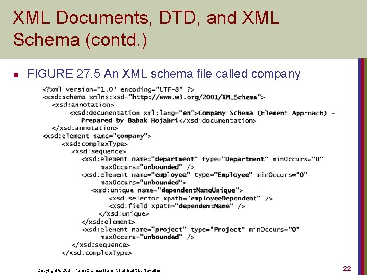 XML Documents, DTD, and XML Schema (contd. ) n FIGURE 27. 5 An XML