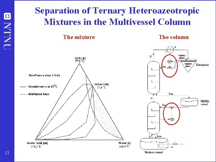 Separation of Ternary Heteroazeotropic Mixtures in the Multivessel Column The mixture 13 The column