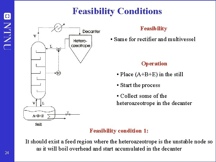 Feasibility Conditions Feasibility • Same for rectifier and multivessel Operation • Place (A+B+E) in