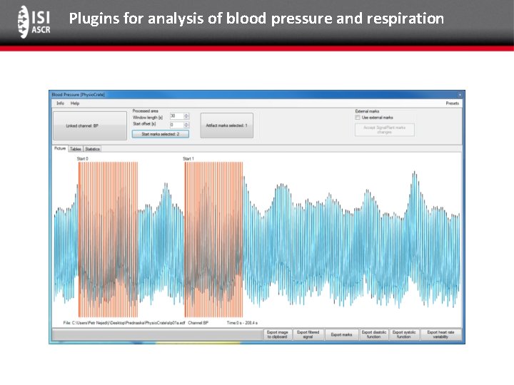 Plugins for analysis of blood pressure and respiration 
