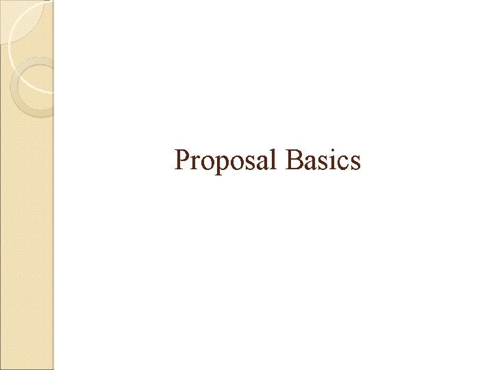 Proposal Basics 