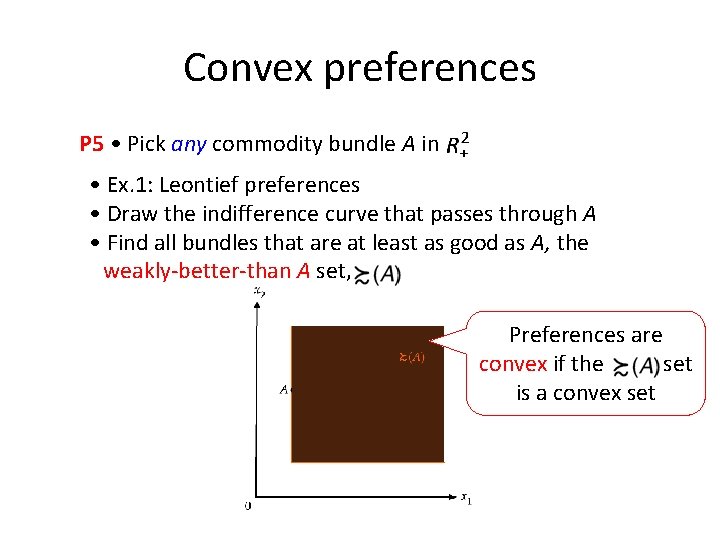 Convex preferences P 5 • Pick any commodity bundle A in • Ex. 1: