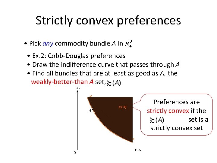 Strictly convex preferences • Pick any commodity bundle A in • Ex. 2: Cobb-Douglas